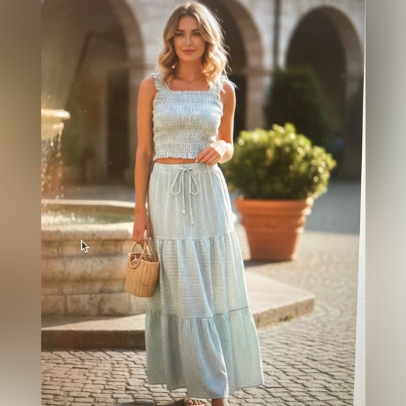 Good Luck Gem Dresses & Skirts - Good Luck Gem Striped Maxi Skirt and Top in Green size Small